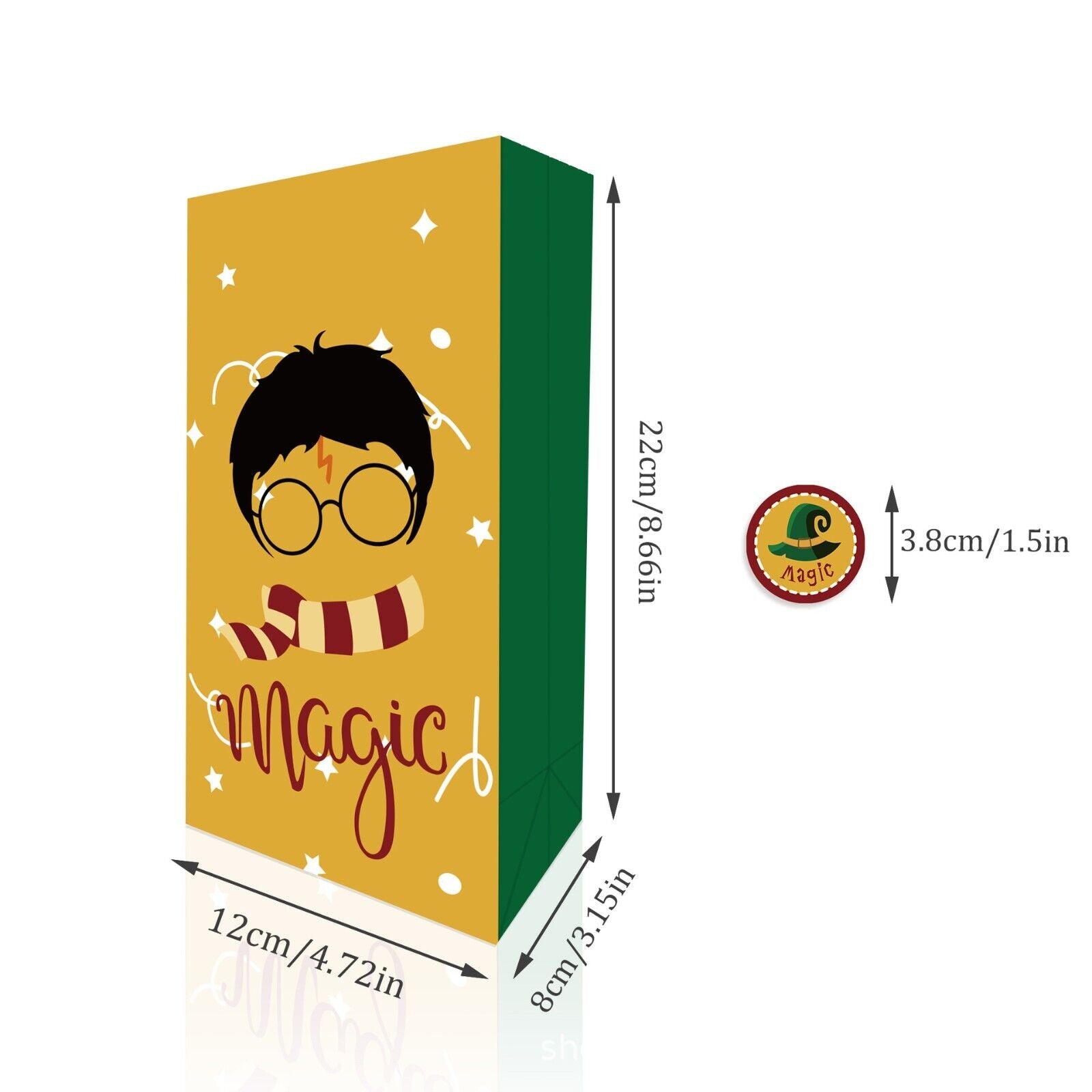 Wizard Paper Loot Bags 12 Pack and Stickers - Costume Works AU