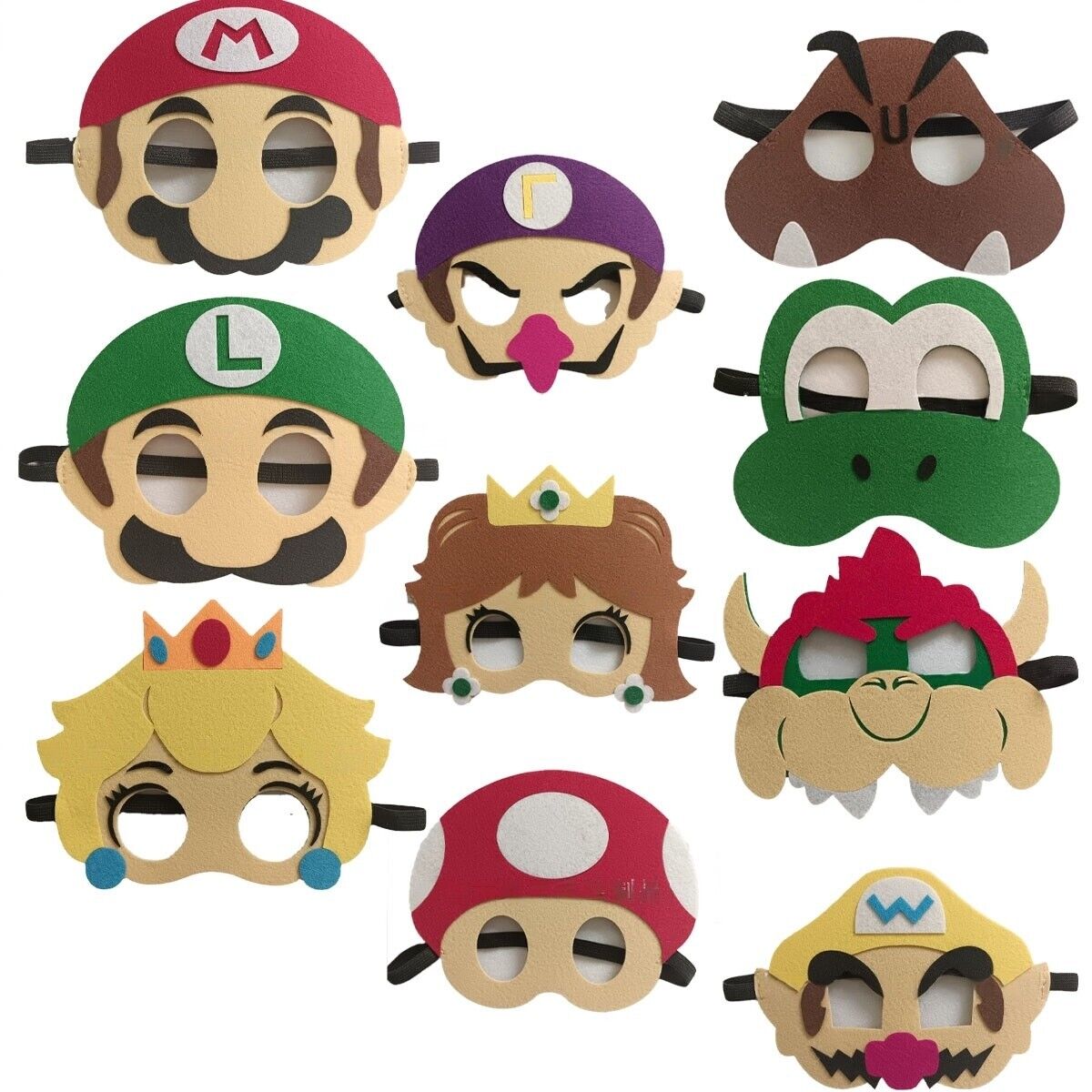 10PC Super Mario Kids Felt Masks - Costume Works AU