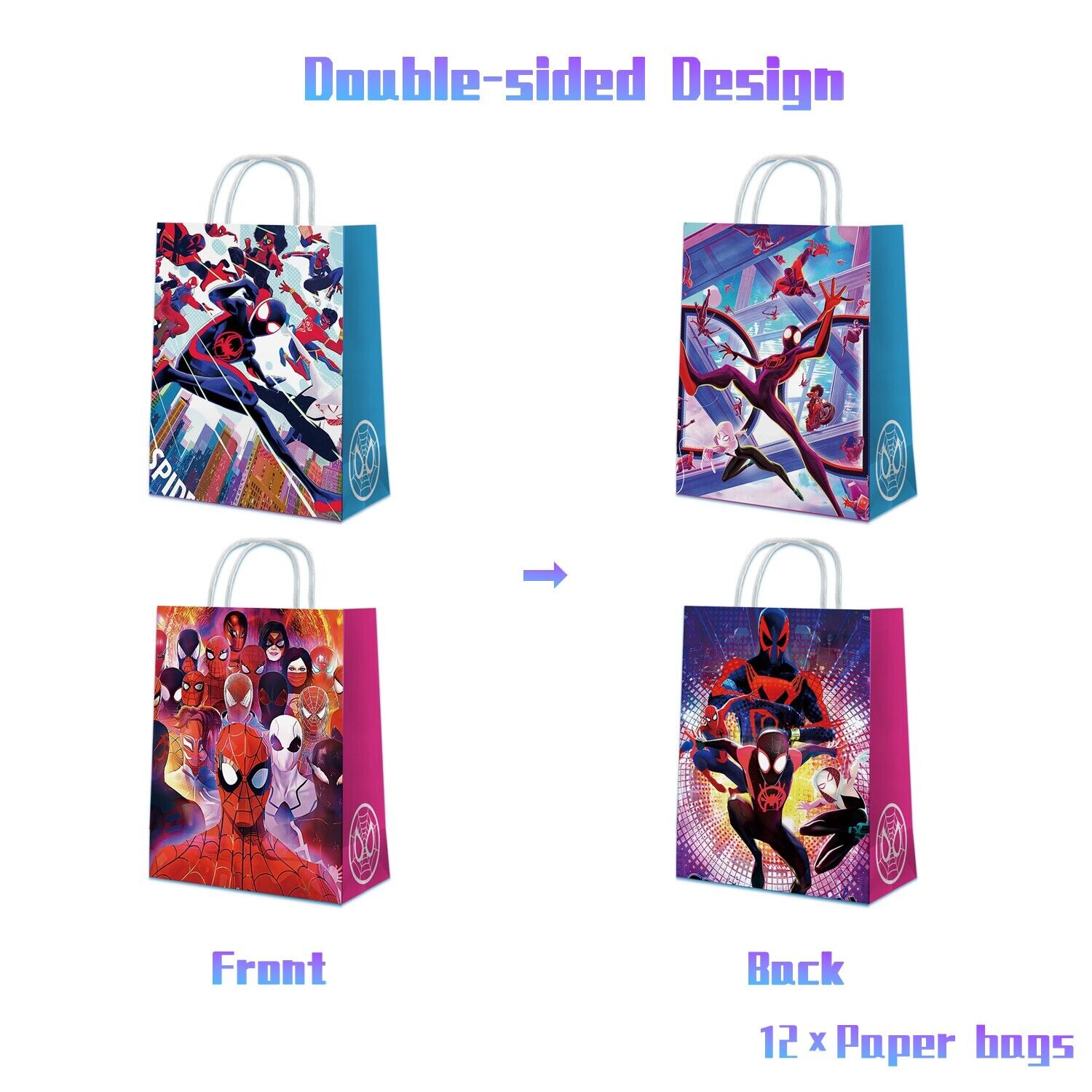 Spiderman Across the Spider-Verse Paper Loot Bags 12 Pack - Costume Works AU