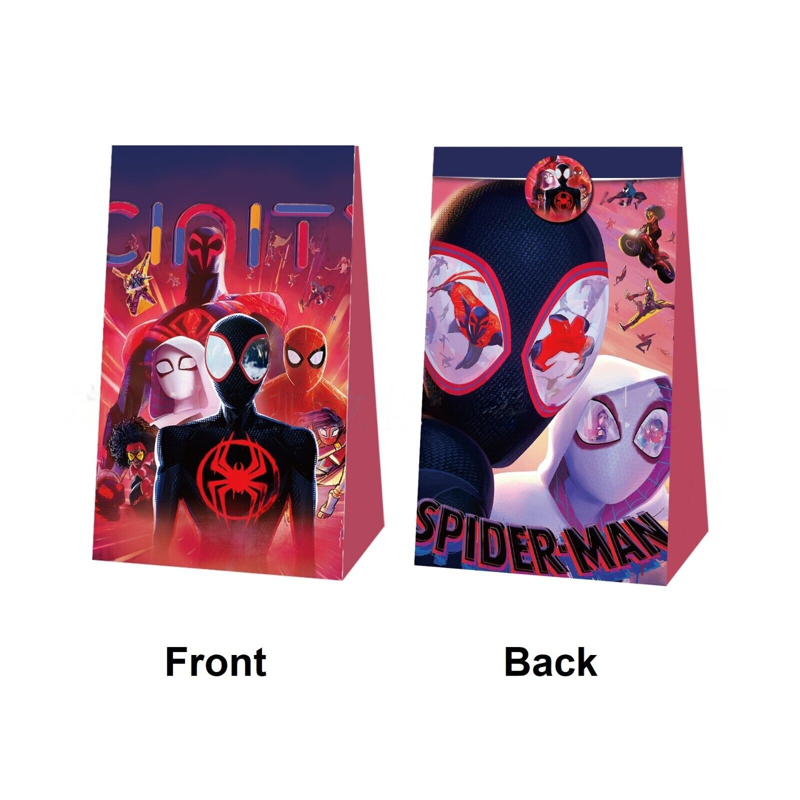 Spiderman Across the Spider-Verse Paper Loot Bags 12 Pack and Stickers - Costume Works AU