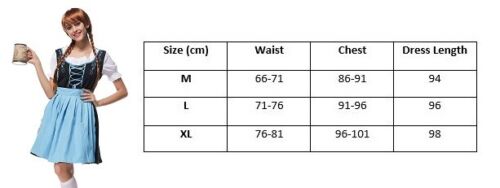 Womens Oktoberfest Bavarian Beer Maid Vintage Light Blue Dress Costume - Costume Works AU