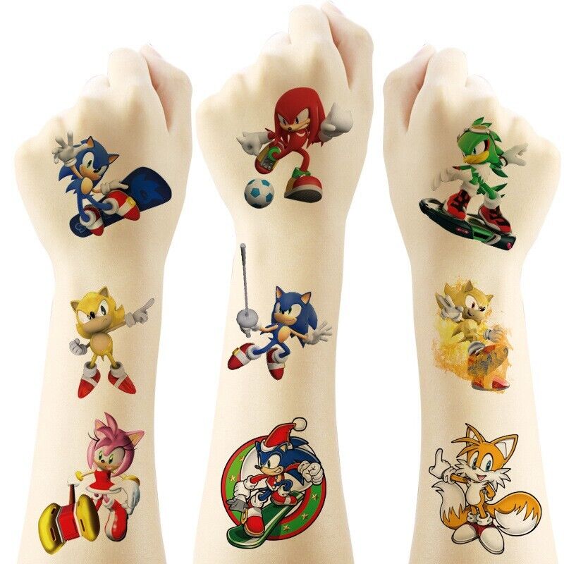 20PC Sonic the Hedgehog Kids Temporary Tattoo Stickers 5x5cm - Costume Works AU