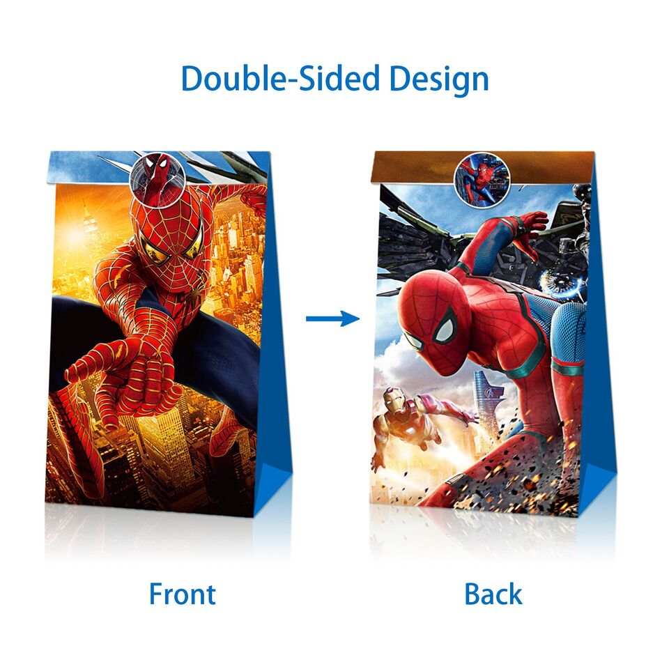 Spiderman Paper Loot Bags 12 Pack and Stickers - Costume Works AU