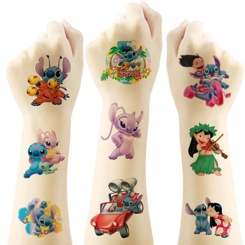20PC Lilo & Stitch Kids Temporary Tattoo Stickers 5x5cm - Costume Works AU