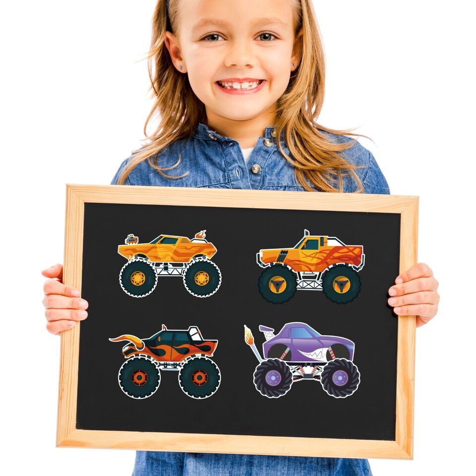 12PC Monster Truck Make a Face DIY Stickers - Costume Works AU
