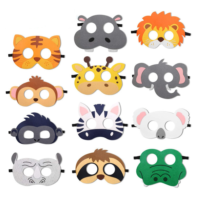 10PC Safari Animal Kids Felt Masks