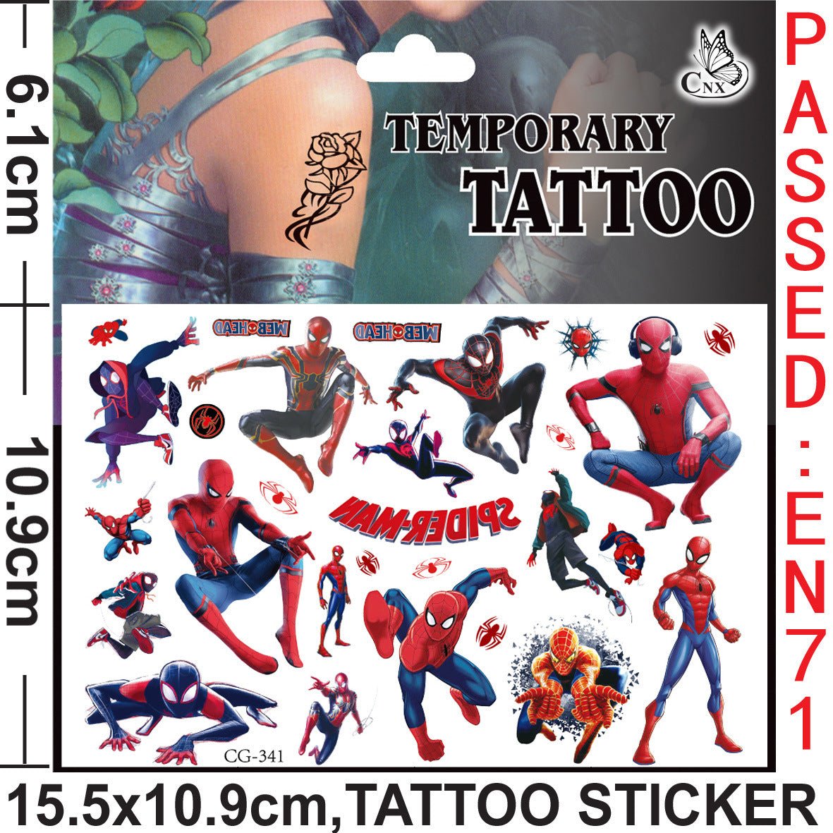 Spiderman Temporary Tattoo Stickers - Costume Works AU