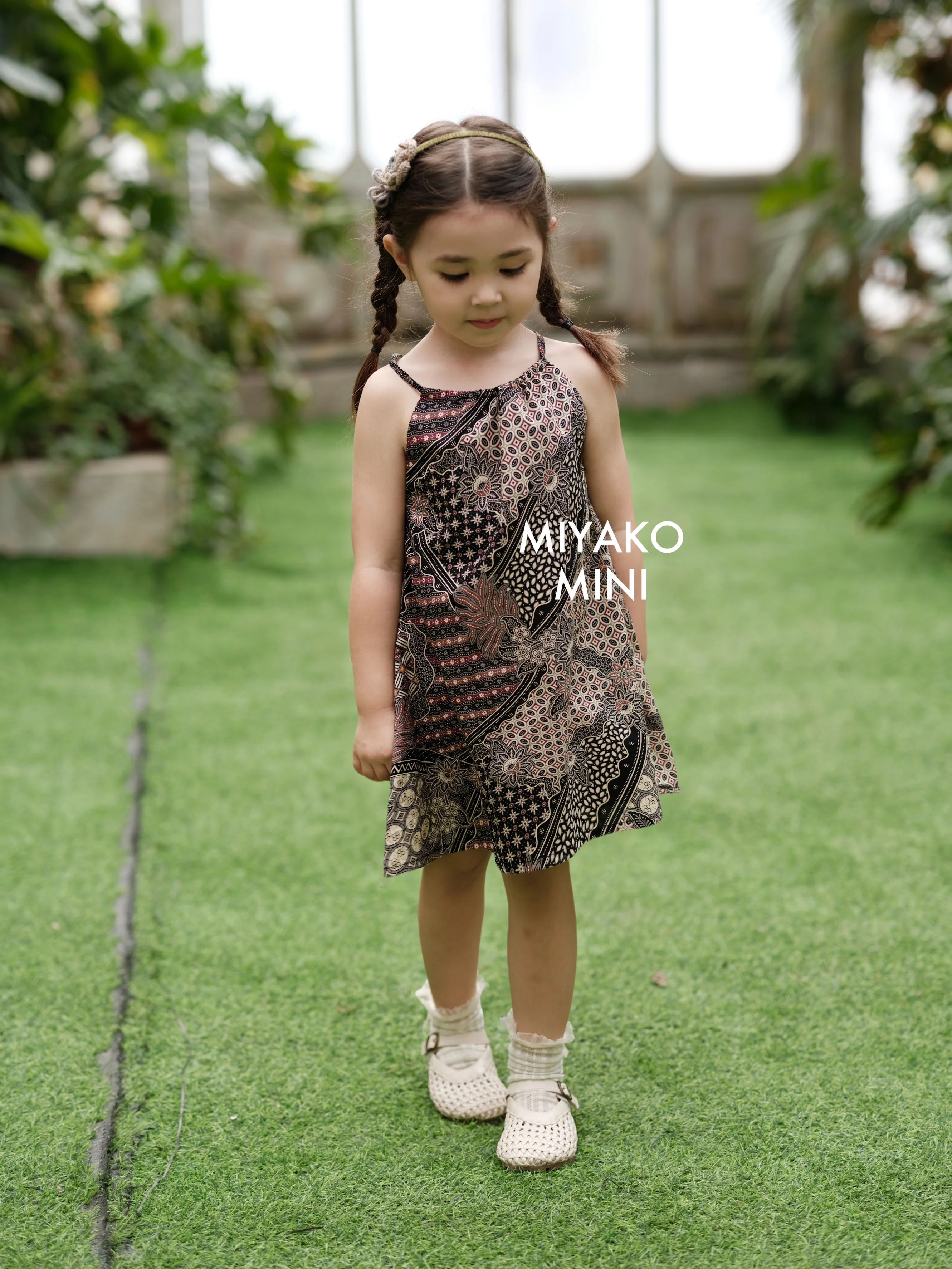 【Miyako-Batik】Girl Dress in Cocoa & Red 小女孩连身裙
