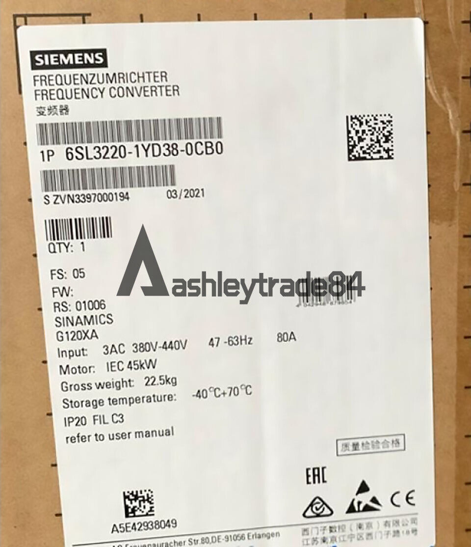 new-1pcs-siemens-inverter-45kw-6sl3220-1yd38-0ub0-6sl3-220-1yd38-0ub0 0