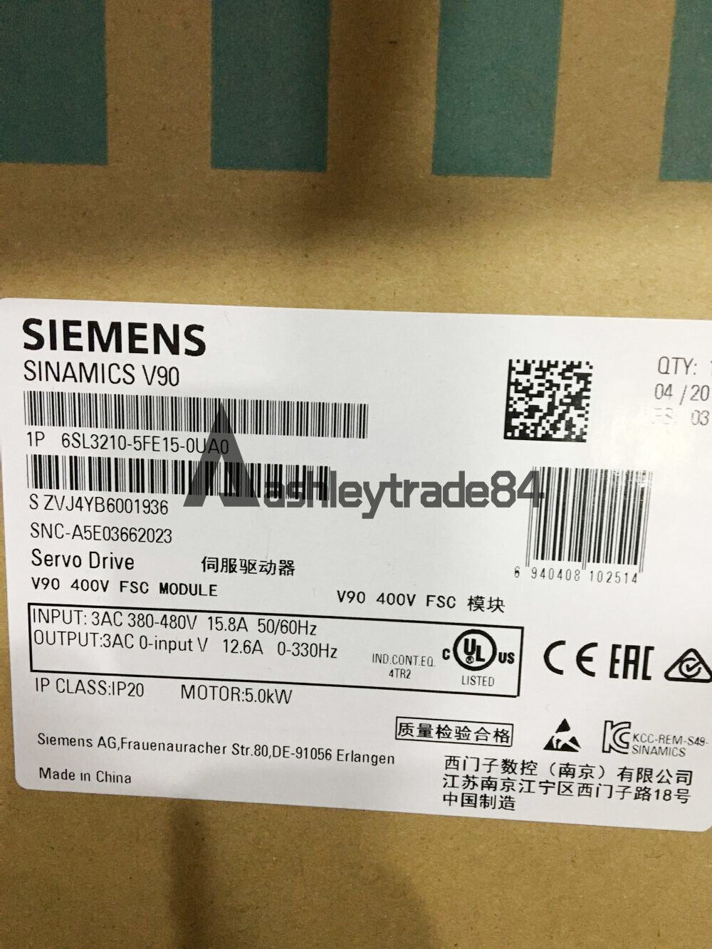 new-1pcs-siemens-servo-drive-6sl3210-5fe15-0ua0-6sl3-210-5fe15-0ua0 0