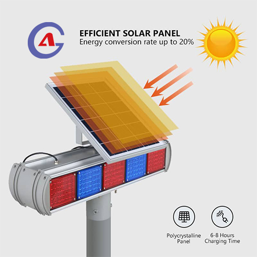 Red Blue Solar Flashing Traffic Warning Light