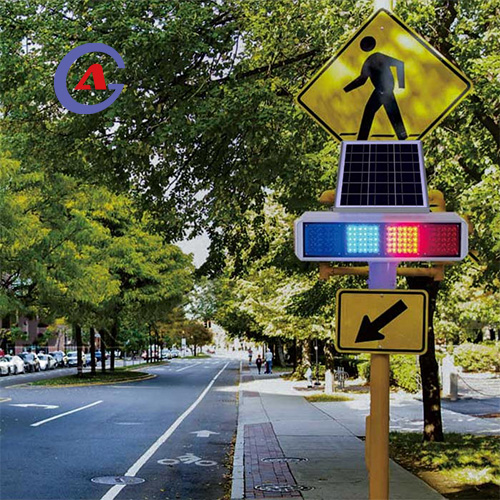 Red Blue Solar Flashing Traffic Warning Light