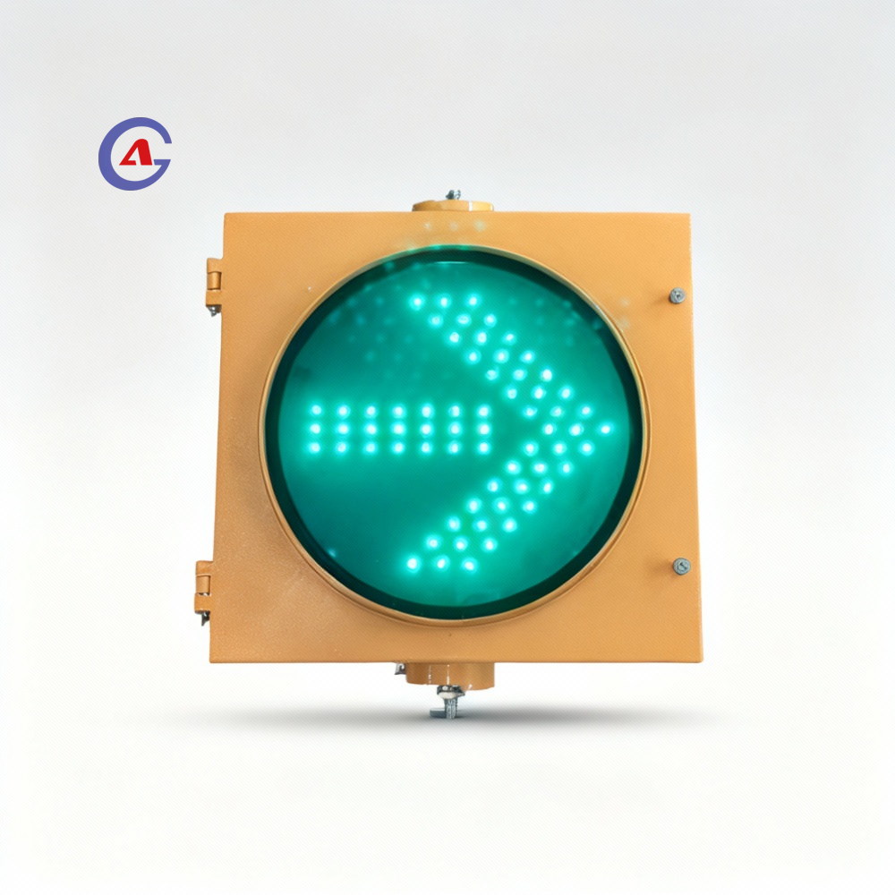 High Visibility Yellow Arrow LED Direction Signal Light 12V 300mm PC Aluminum Housing for Highway Toll Station Safety Management