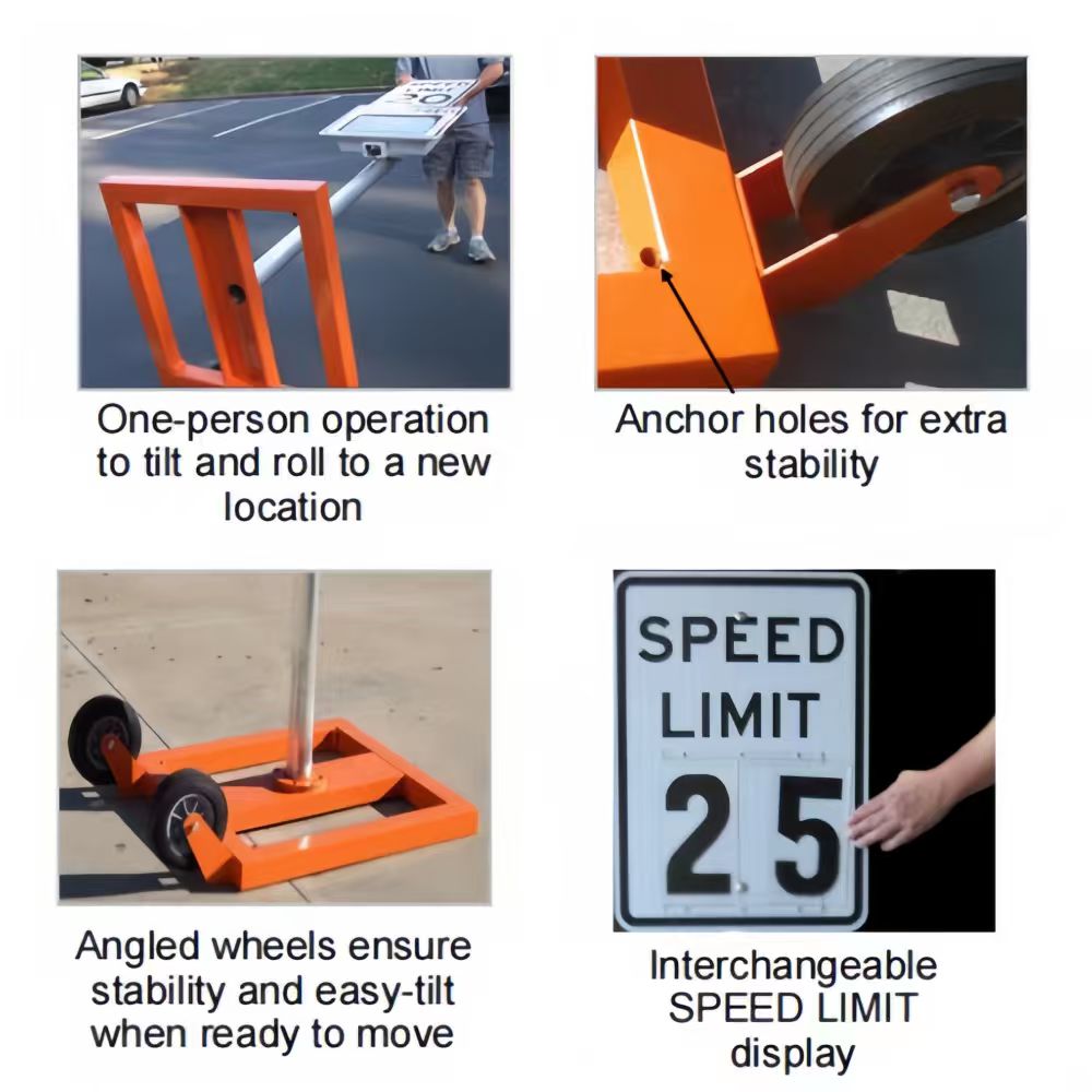 Portable Solar-Powered LED Radar Speed Display Sign with Driver Feedback for School Zones