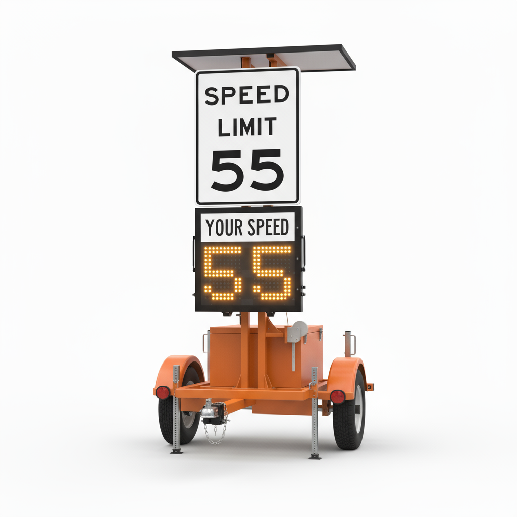 GA Solar Powered Mobile Radar Speed Trailer Digital LED Traffic Signs for Vehicle Speed Feedback Display in Highway Parking Area