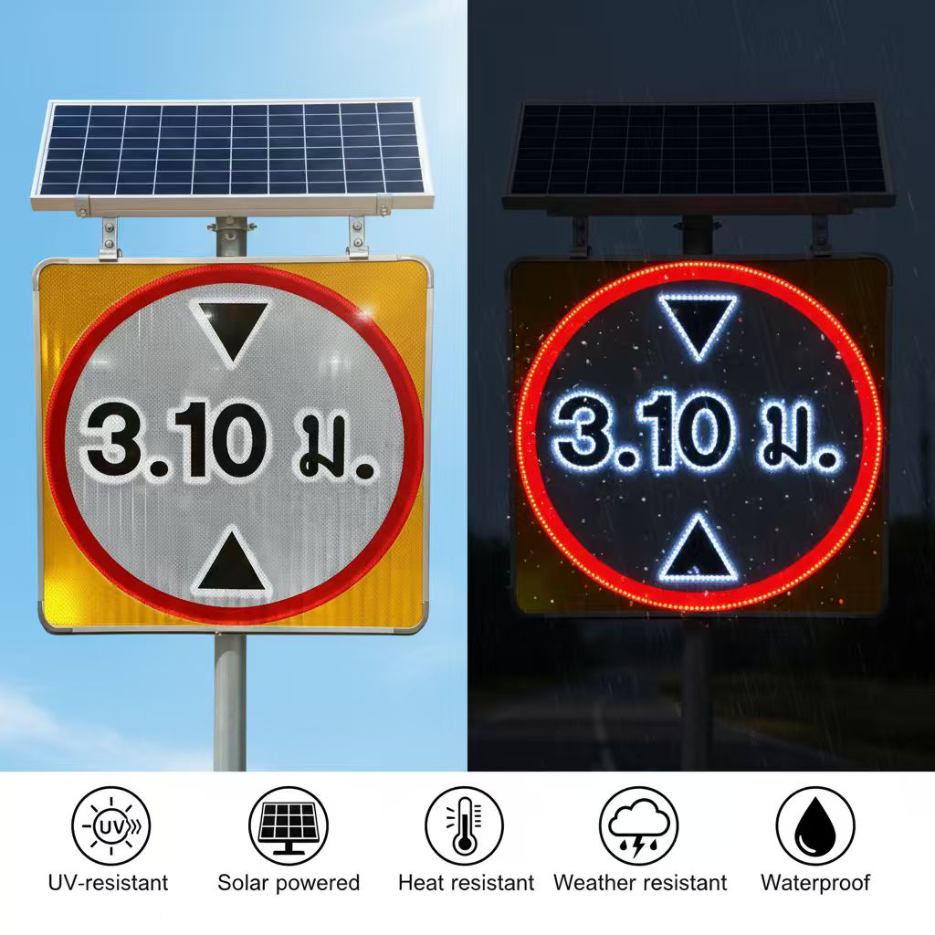 GUANGAN Custom-Size Solar Powered LED Height Limit Traffic Signboard Reflective Aluminum Road Construction Equipment Standing Type