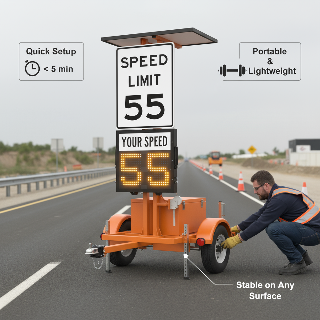 GA Solar Powered Mobile Radar Speed Trailer Digital LED Traffic Signs for Vehicle Speed Feedback Display in Highway Parking Area