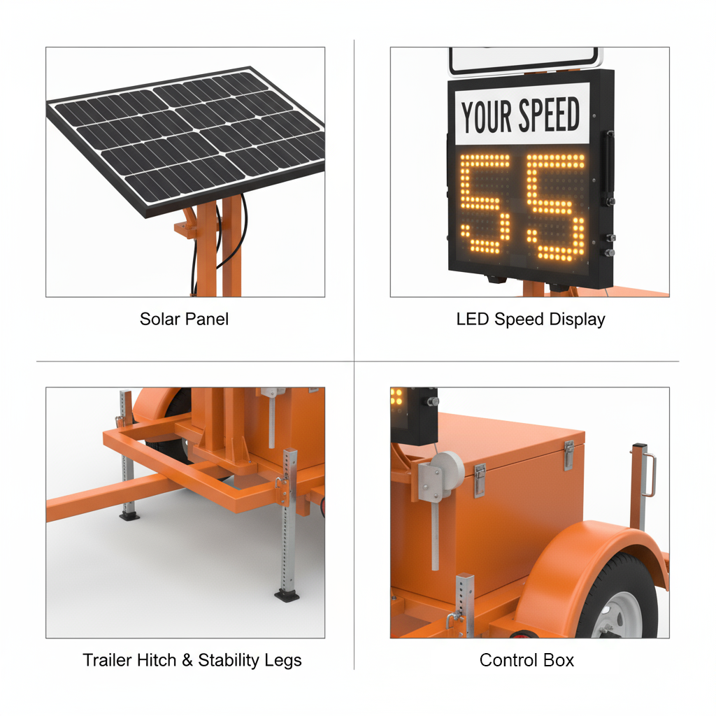 GA Solar Powered Mobile Radar Speed Trailer Digital LED Traffic Signs for Vehicle Speed Feedback Display in Highway Parking Area
