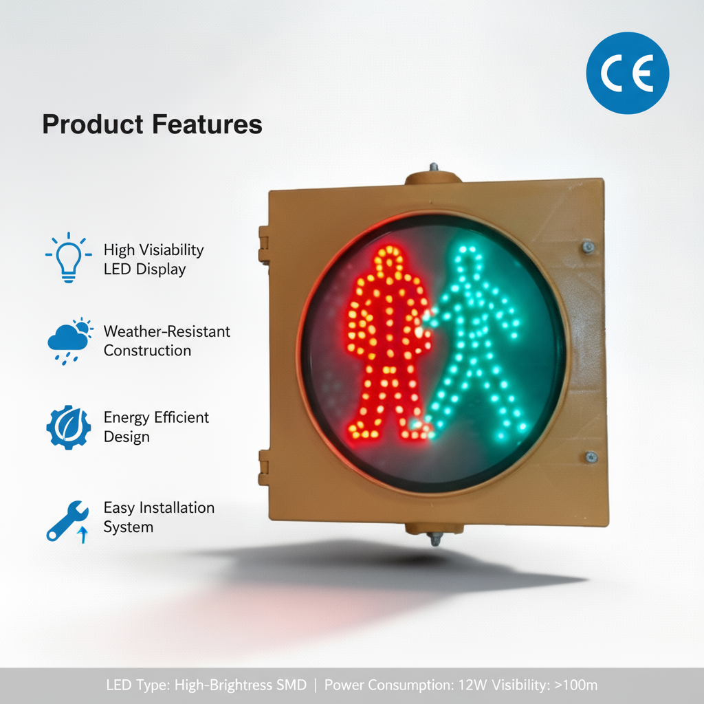 300mm LED IP65 Solar Mains Powered Pedestrian Crossing Traffic Light Red Stop Green Walk Signal High Visibility Road Safety