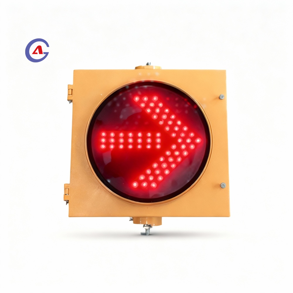 High Visibility Yellow Arrow LED Direction Signal Light 12V 300mm PC Aluminum Housing for Highway Toll Station Safety Management