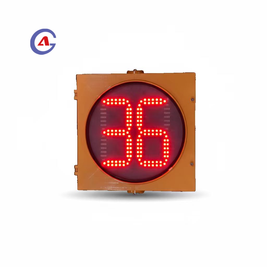 400mm Traffic Countdown Timer Signal Ultra Bright Yellow 12V Solar Mains Powered Outdoor Display Real Time Numbering Main Road