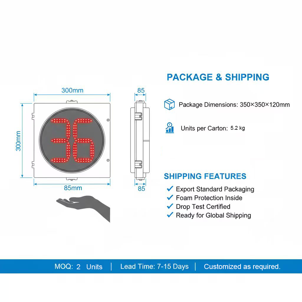 400mm Traffic Countdown Timer Signal Ultra Bright Yellow 12V Solar Mains Powered Outdoor Display Real Time Numbering Main Road