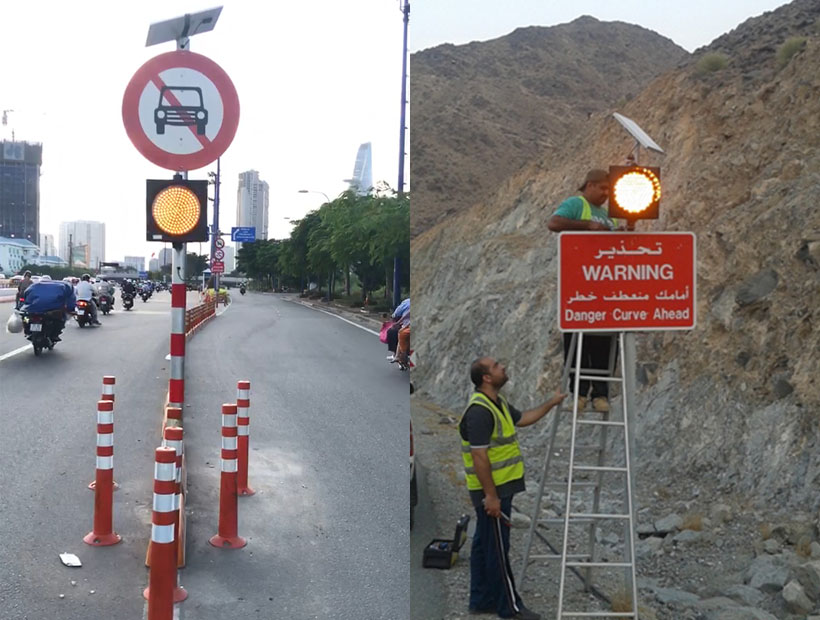 one section flashing yellow light 