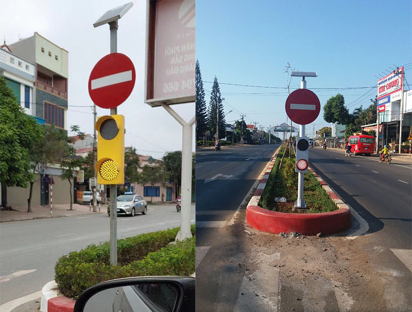 Luz intermitente amarilla de dos secciones