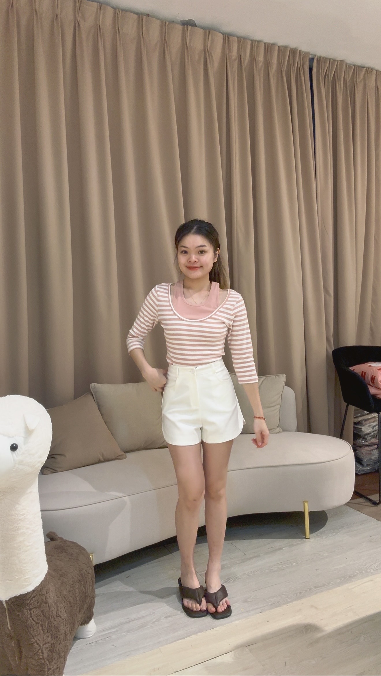 慵懒风条纹假两件式上衣🌸 