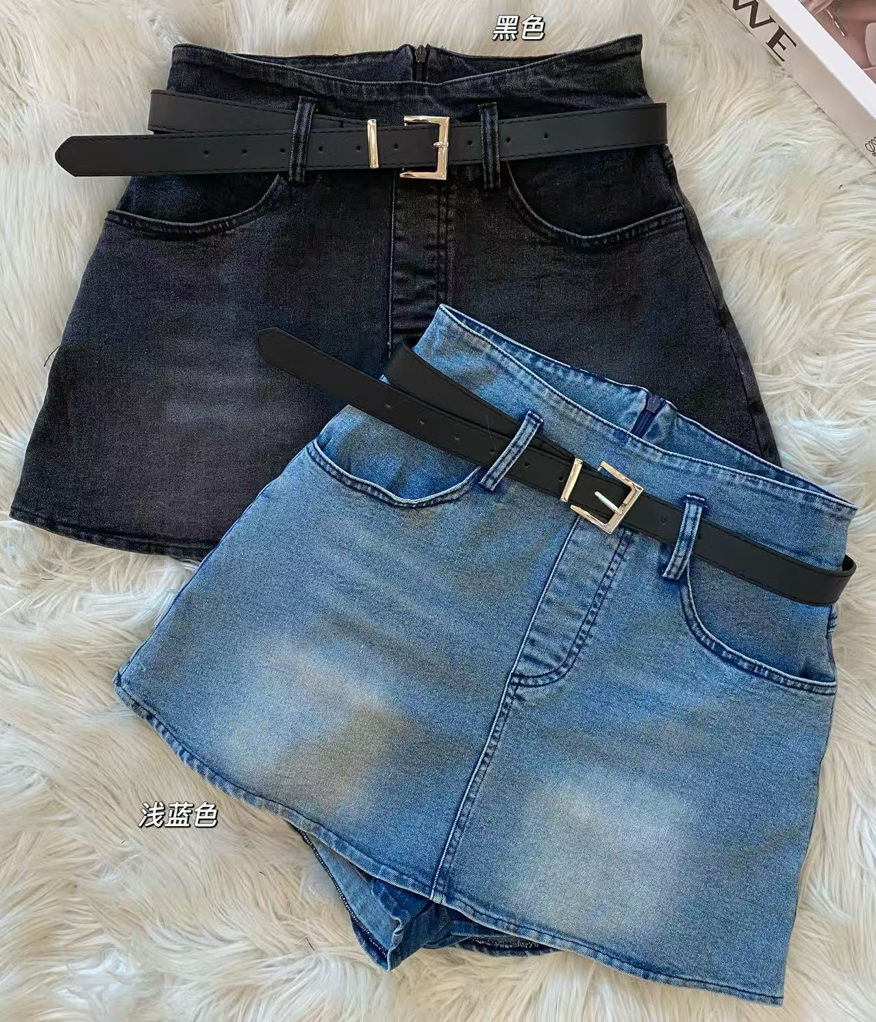 韩系高腰显瘦牛仔前裙后裤设计❤️ 