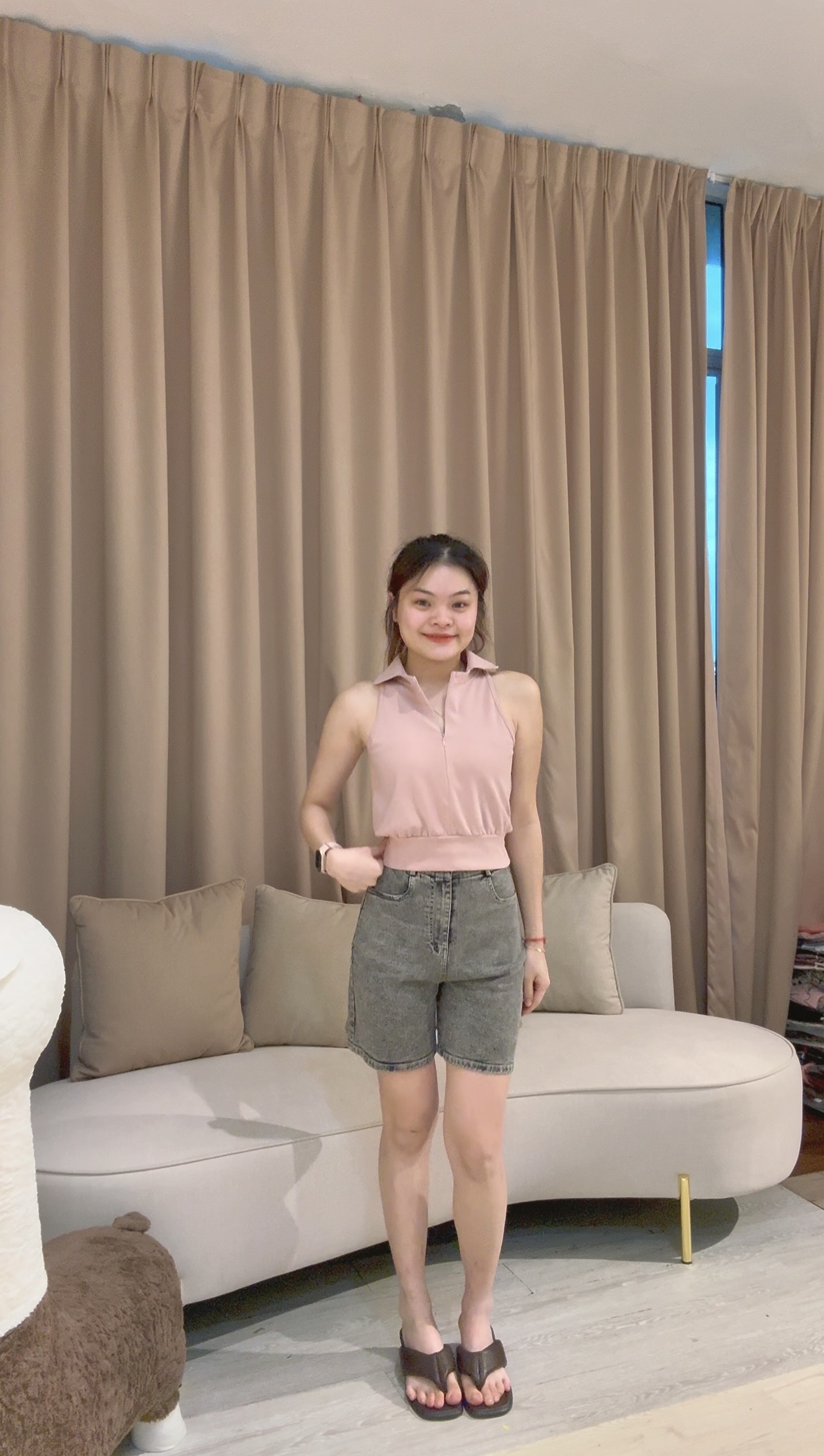 韩系甜美翻领收腰百搭上衣❤️  