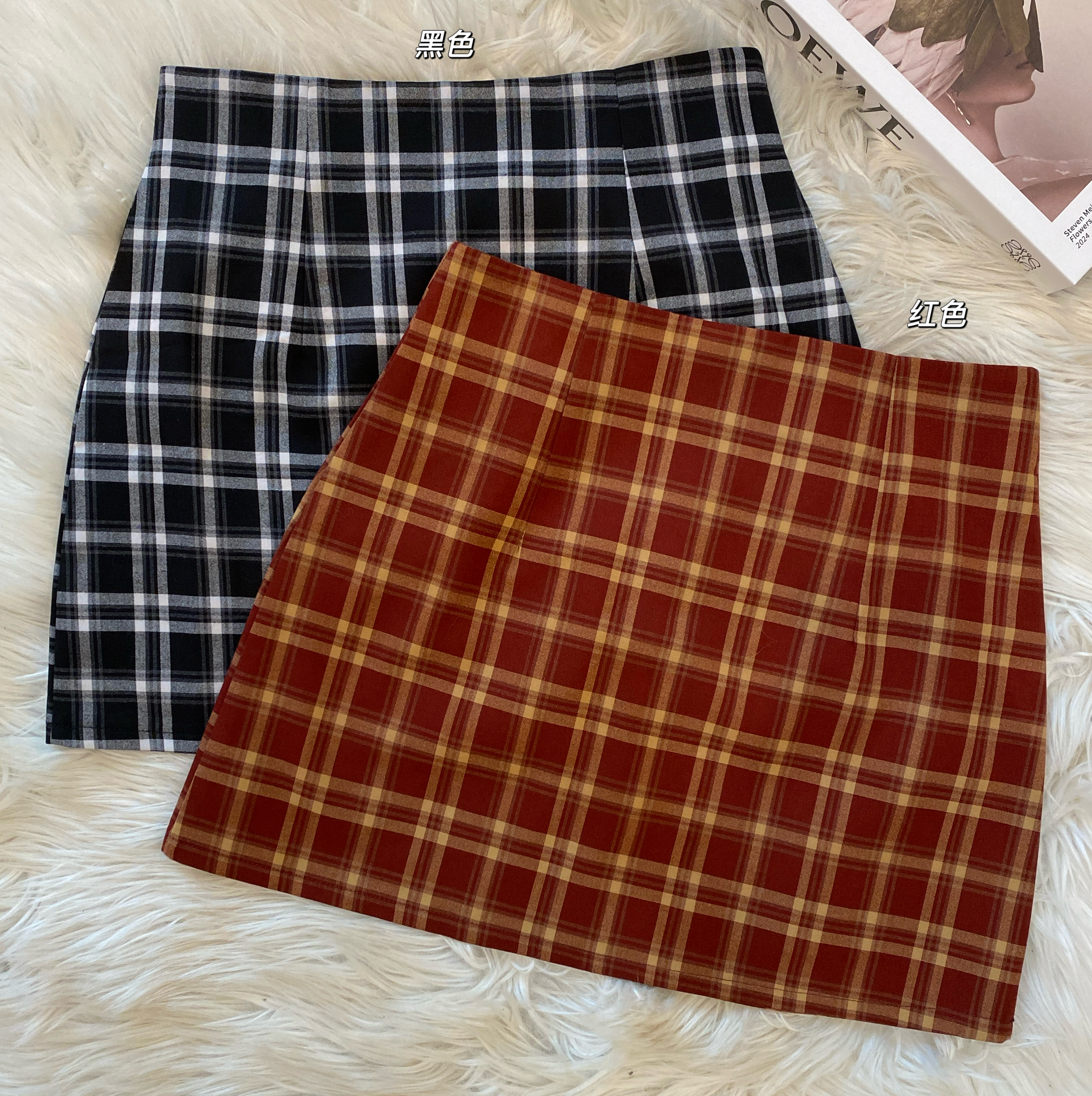 复古学院风格子高腰裤裙❤️ 