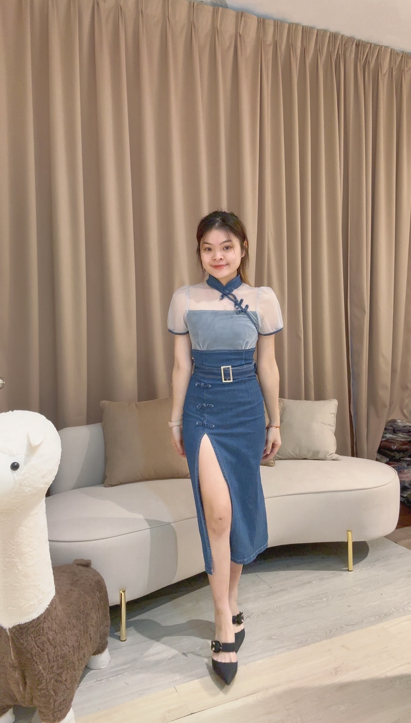 新中式时尚复古牛仔旗袍连衣裙❤️ 