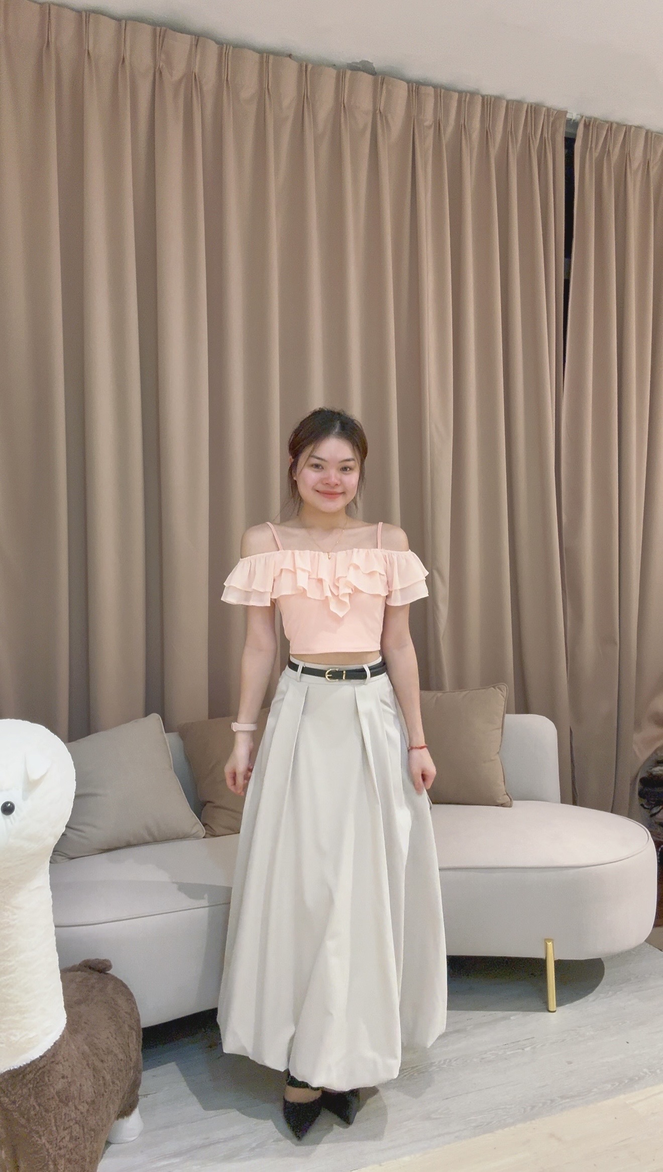 韩系时尚灯笼设计长裙😍 