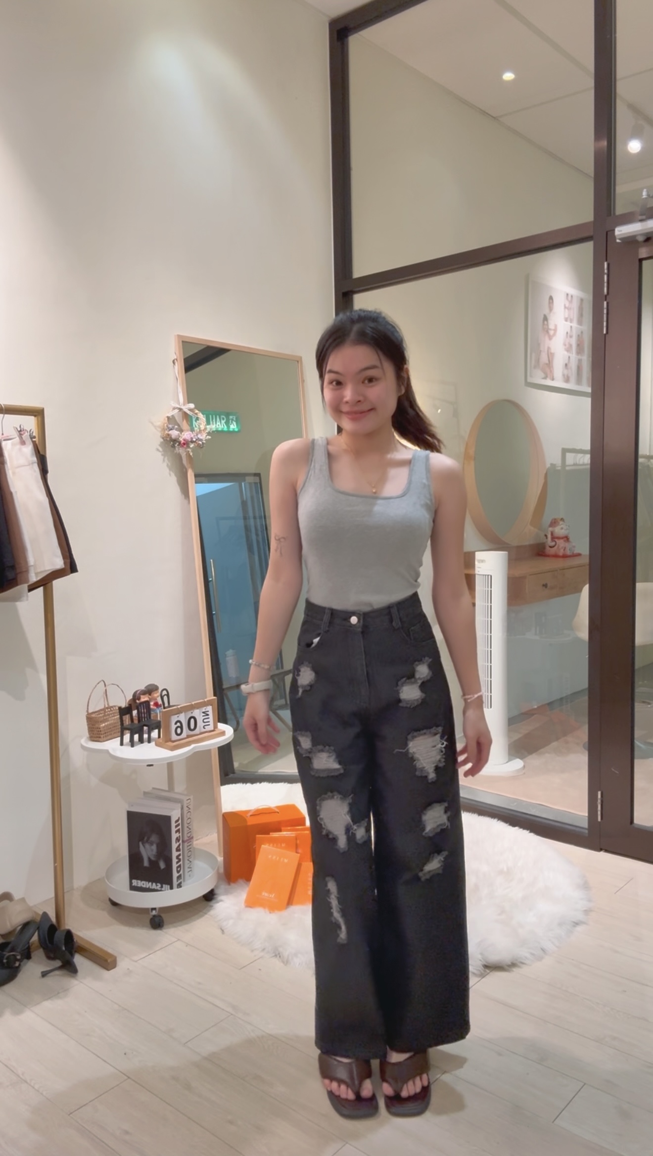 辣妹美式高腰显瘦直筒牛仔长裤💗 
