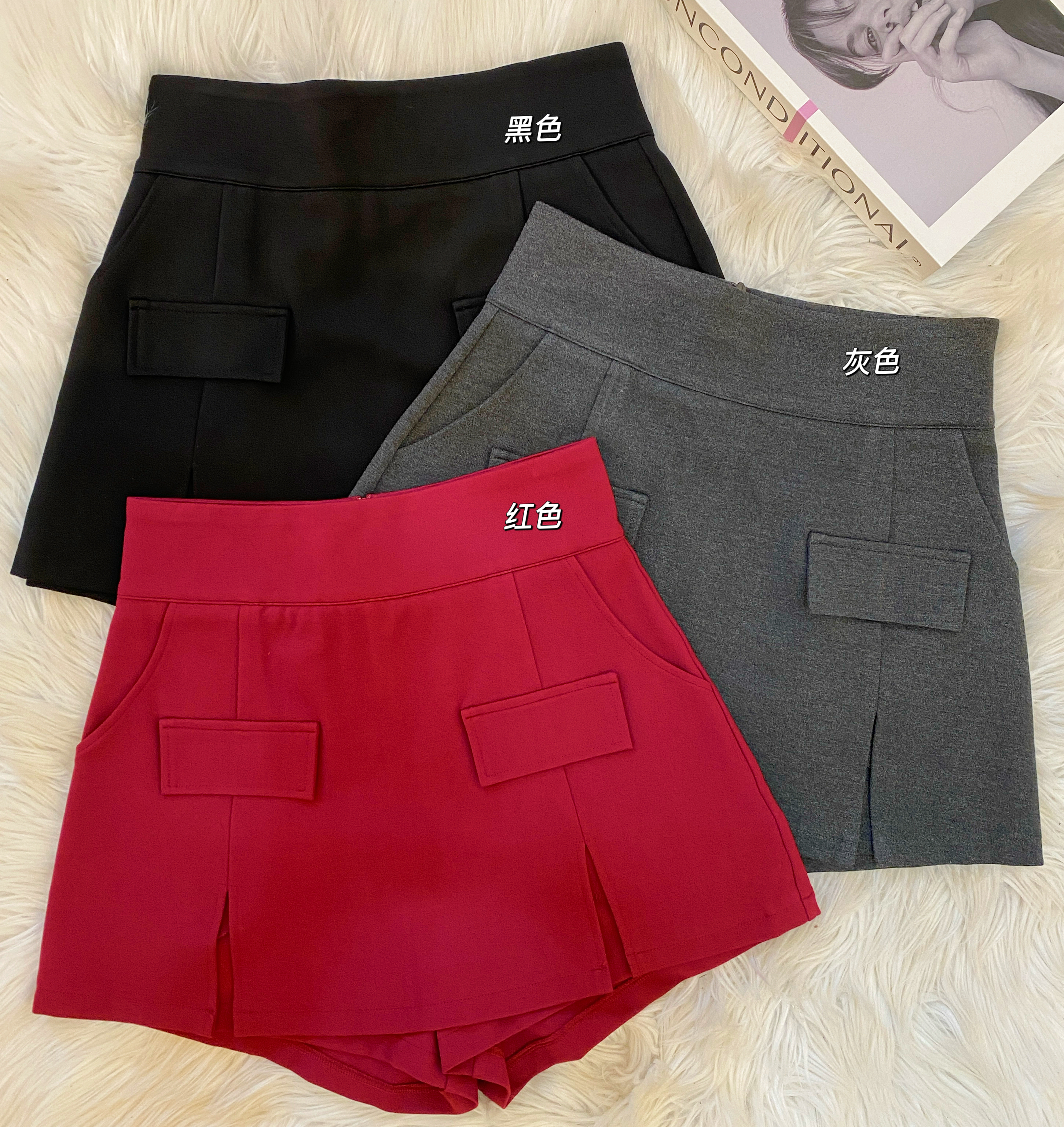 韩系简约罗马显瘦前裙后裤裤裙❤️ 