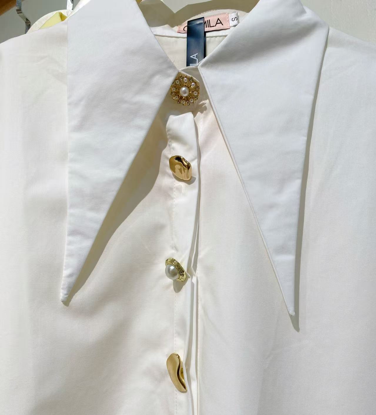 韩系优雅尖领灯笼袖衬衫💗 