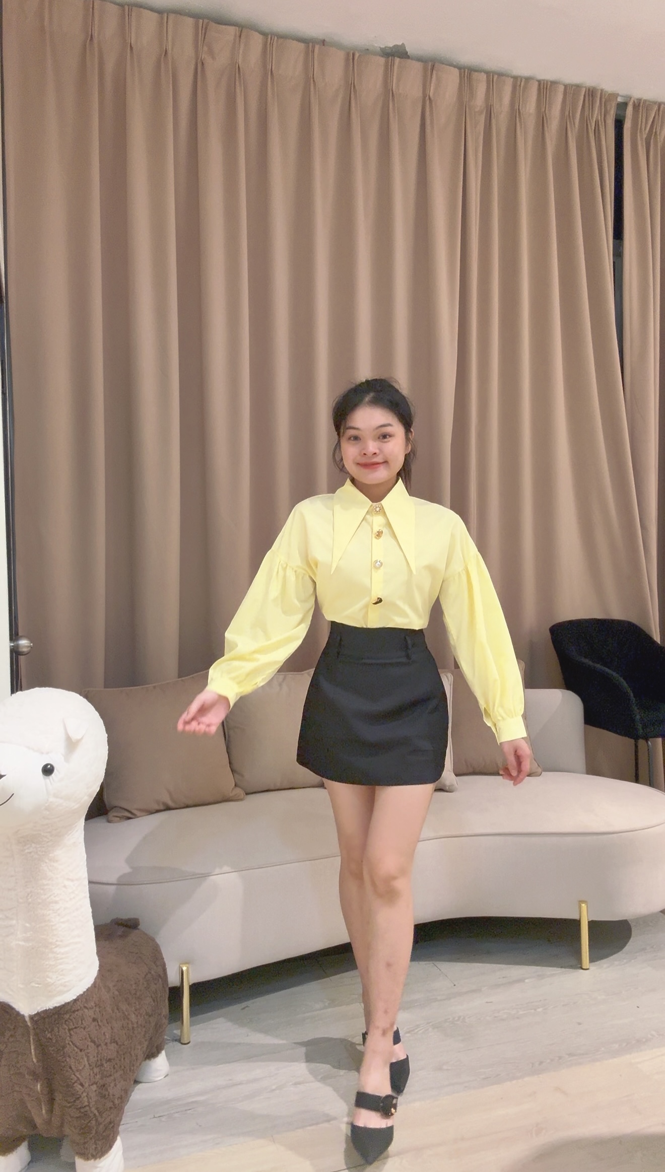韩系优雅尖领灯笼袖衬衫💗 