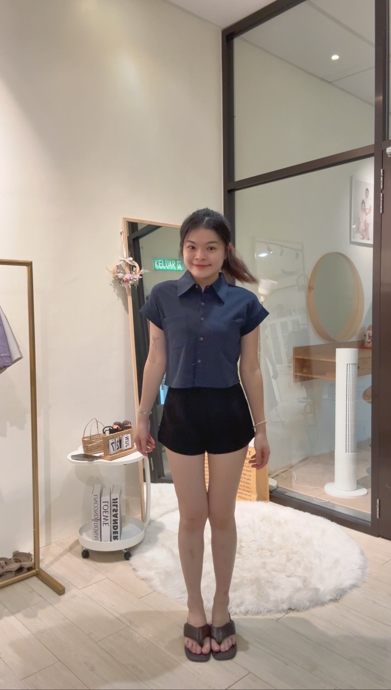韩版翻领纯棉排扣设计上衣💗  