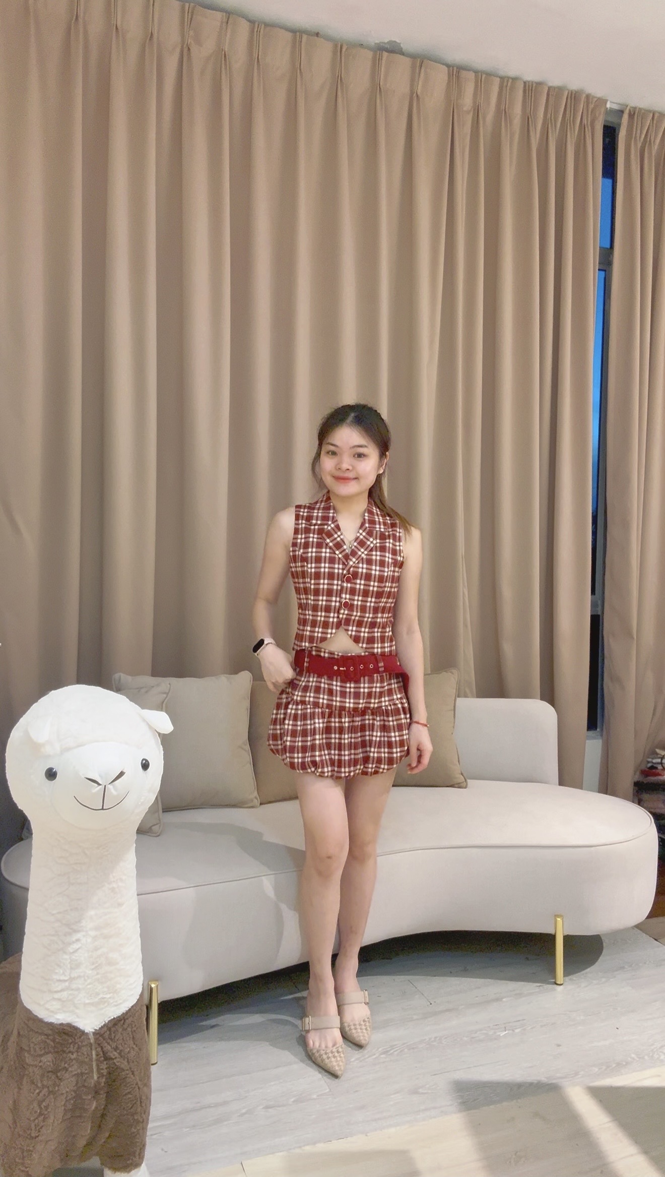 高质量英伦复古套装🆕 RM105 开纽马甲上衣➕高腰裤裙全里布 