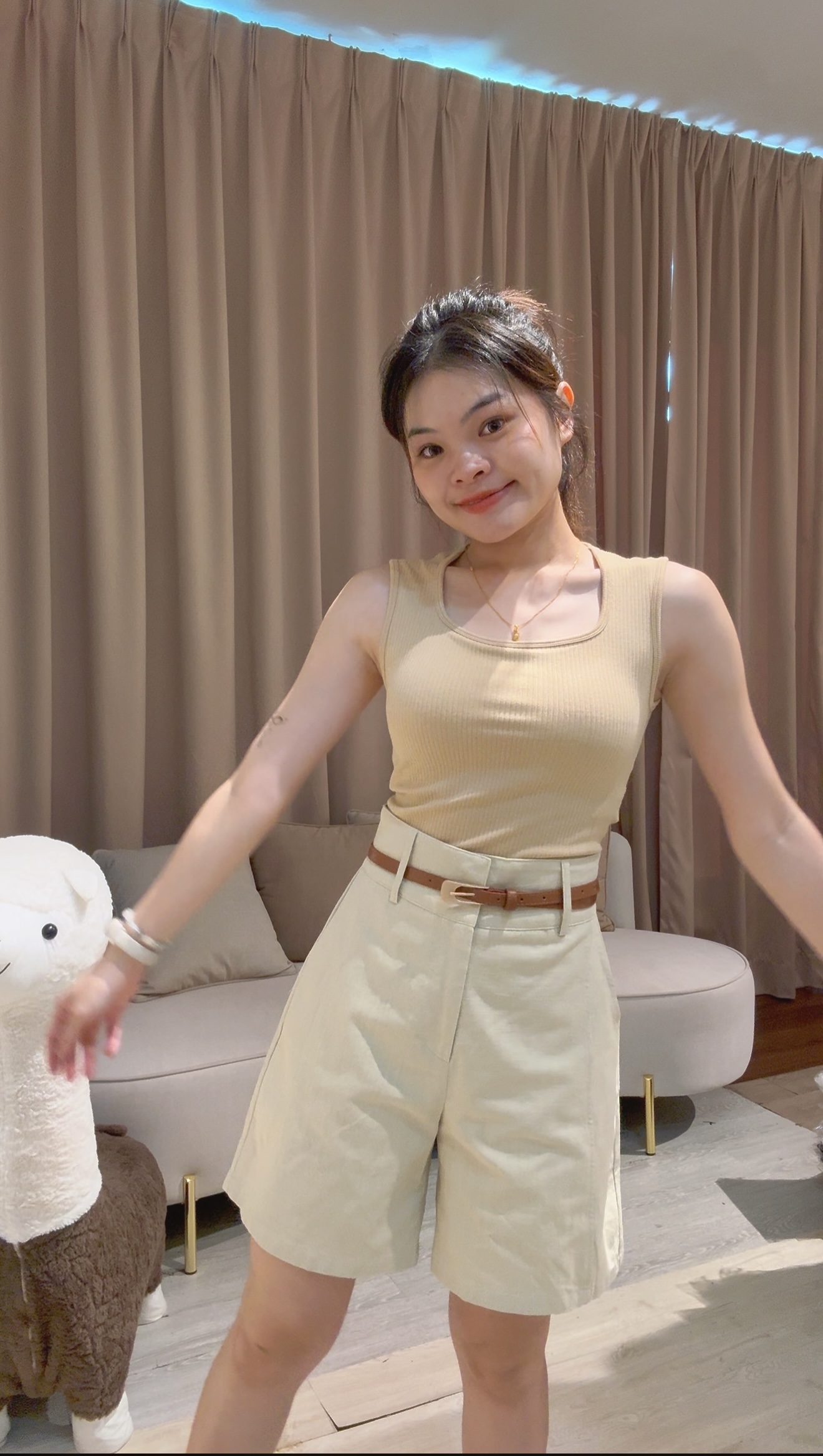 韩系老钱风气质棉麻4分裤❤️ 