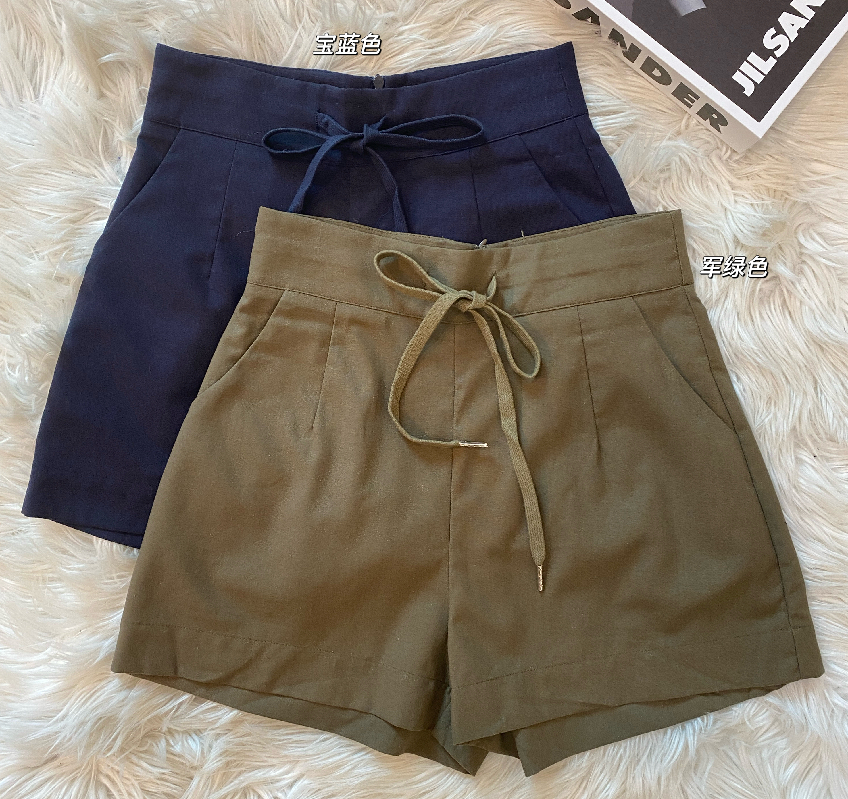 韩系慵懒风百搭亚麻高腰短裤❤️