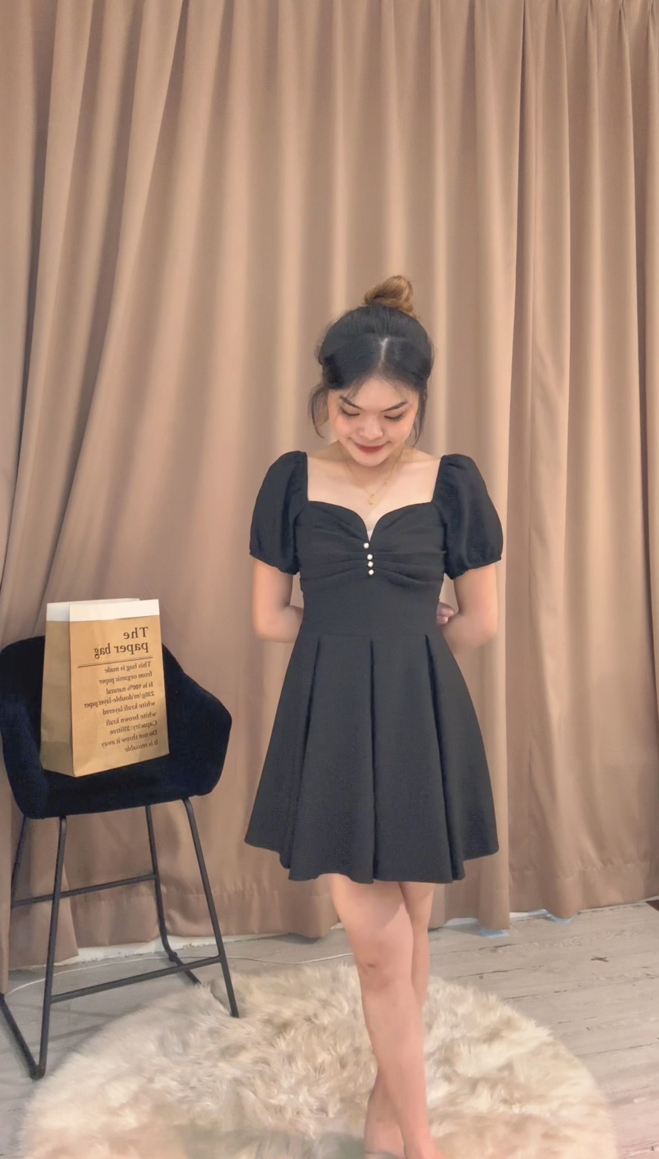 高品质气质泡泡袖设计连衣裙😍 