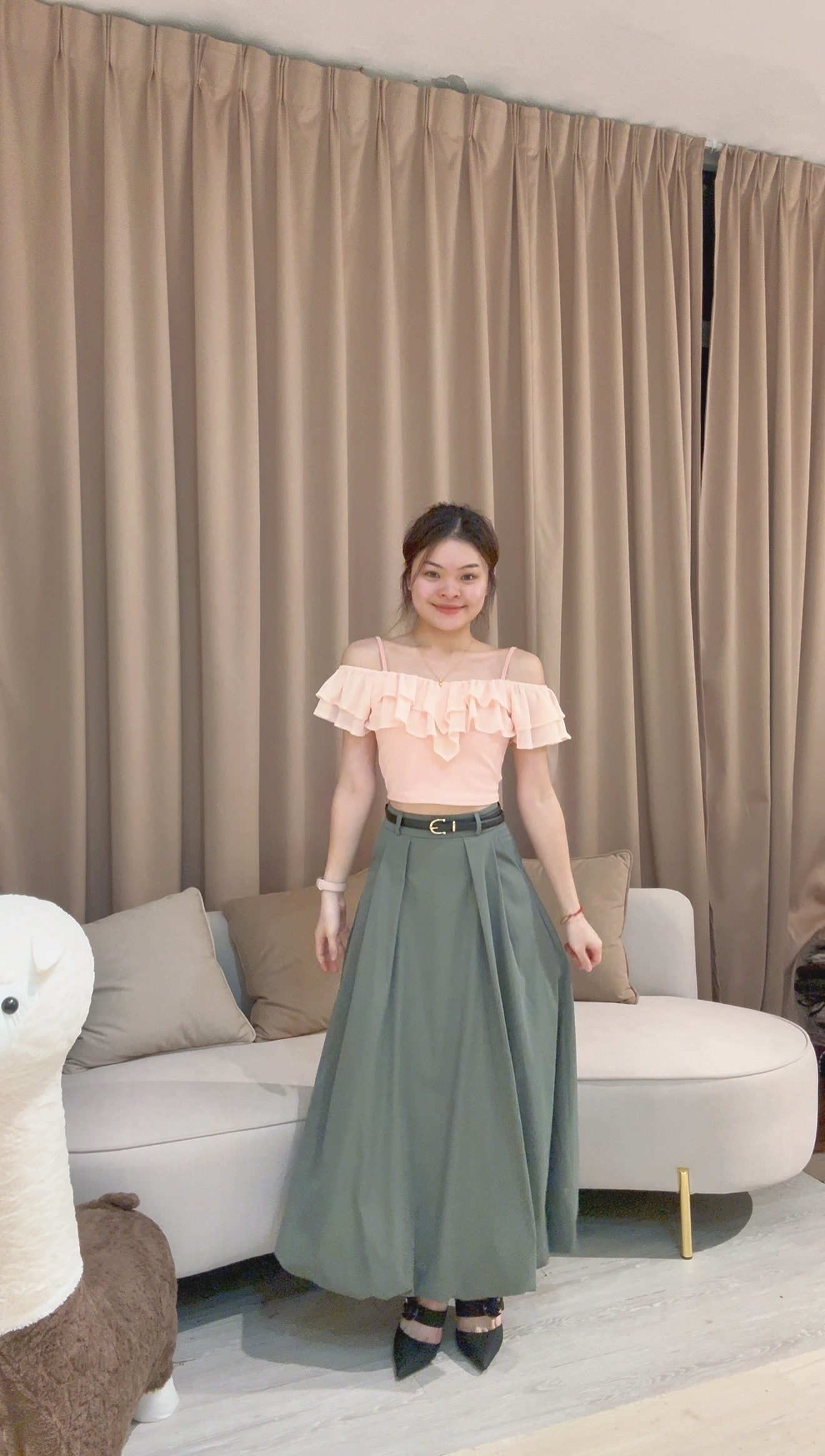 韩系时尚灯笼设计长裙😍 