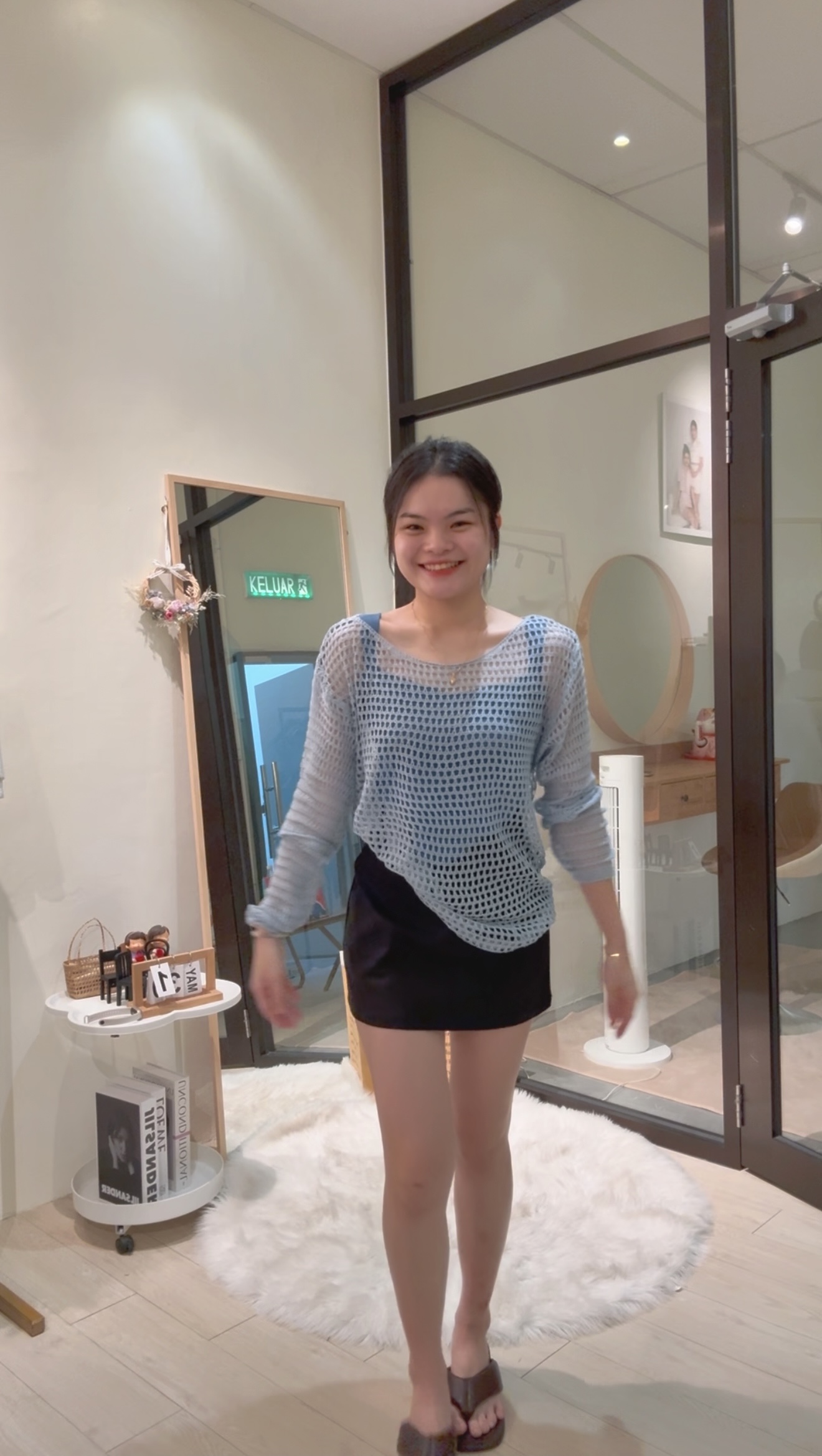 韩系时尚简约两件套镂空针织上衣💗 