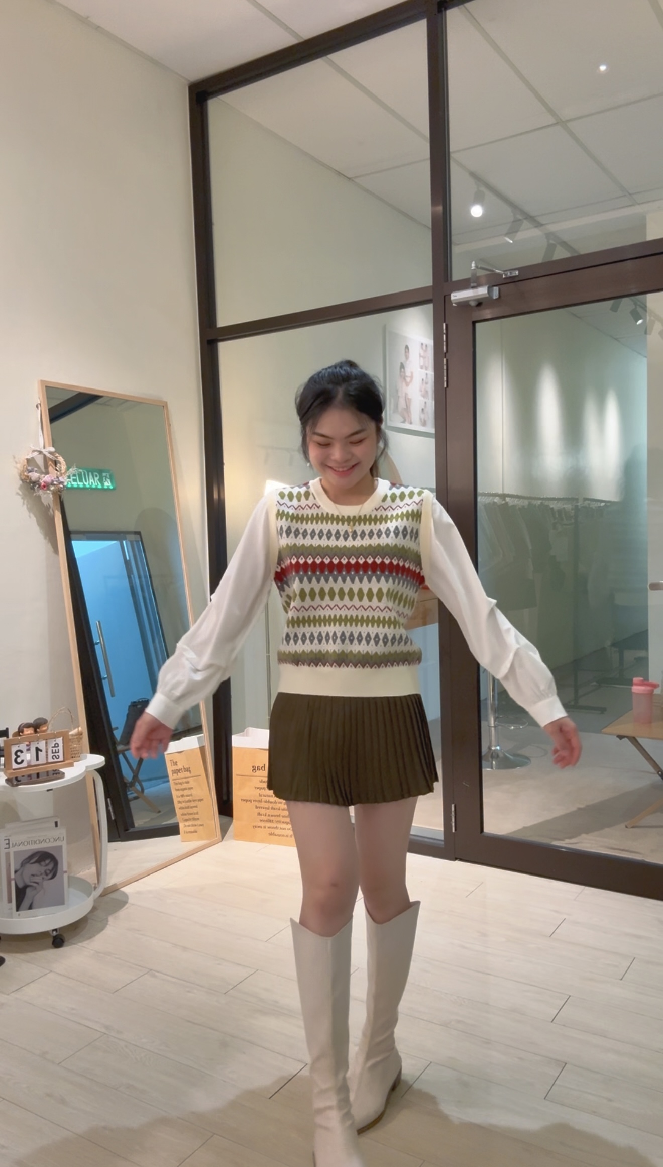 韩版时尚宽松针织假两件套💕 