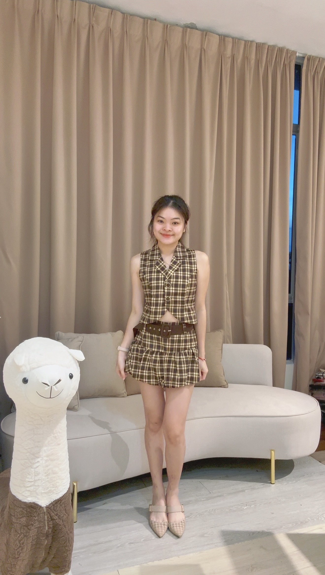 高质量英伦复古套装🆕 RM105 开纽马甲上衣➕高腰裤裙全里布 