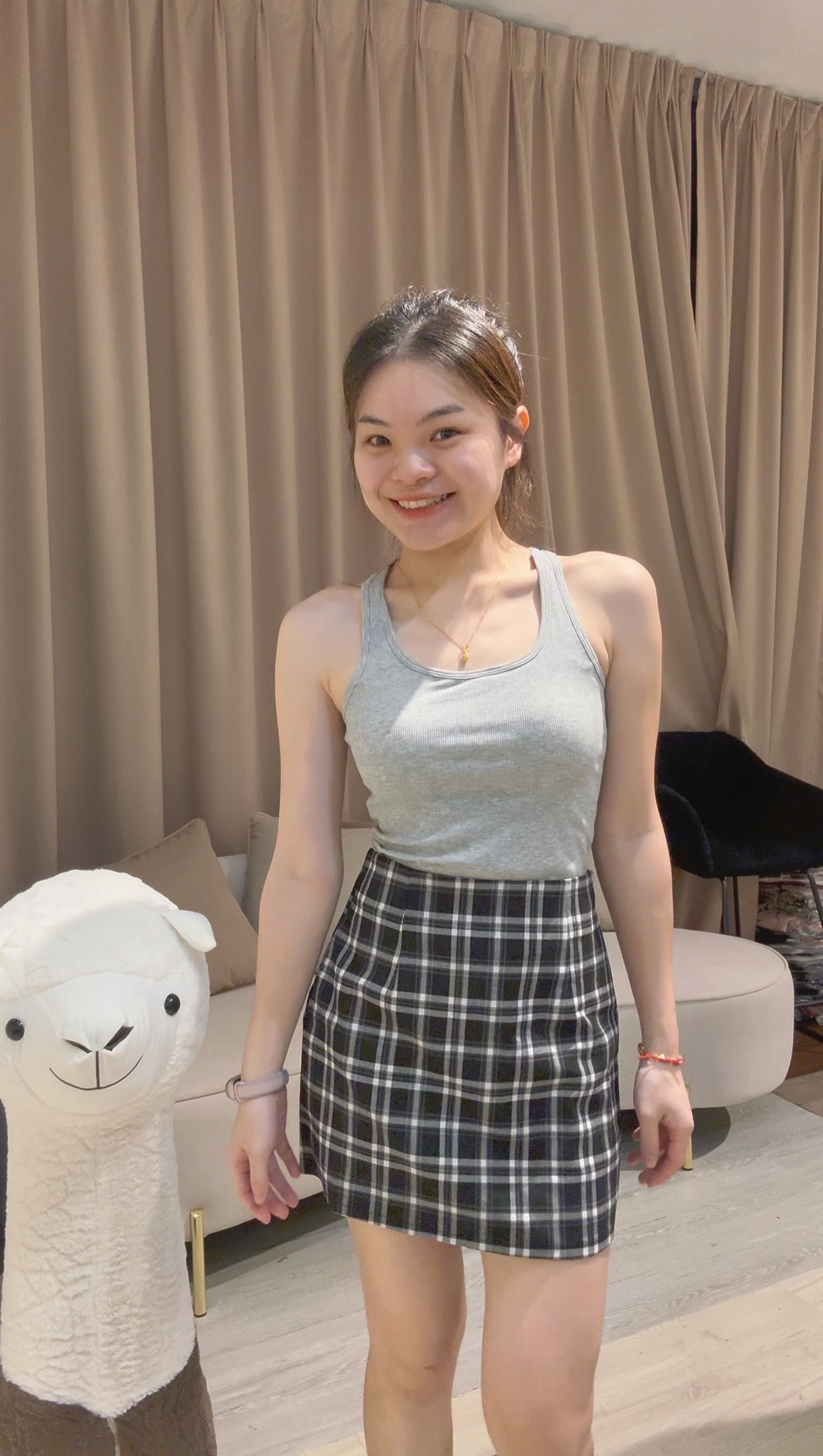 复古学院风格子高腰裤裙❤️ 