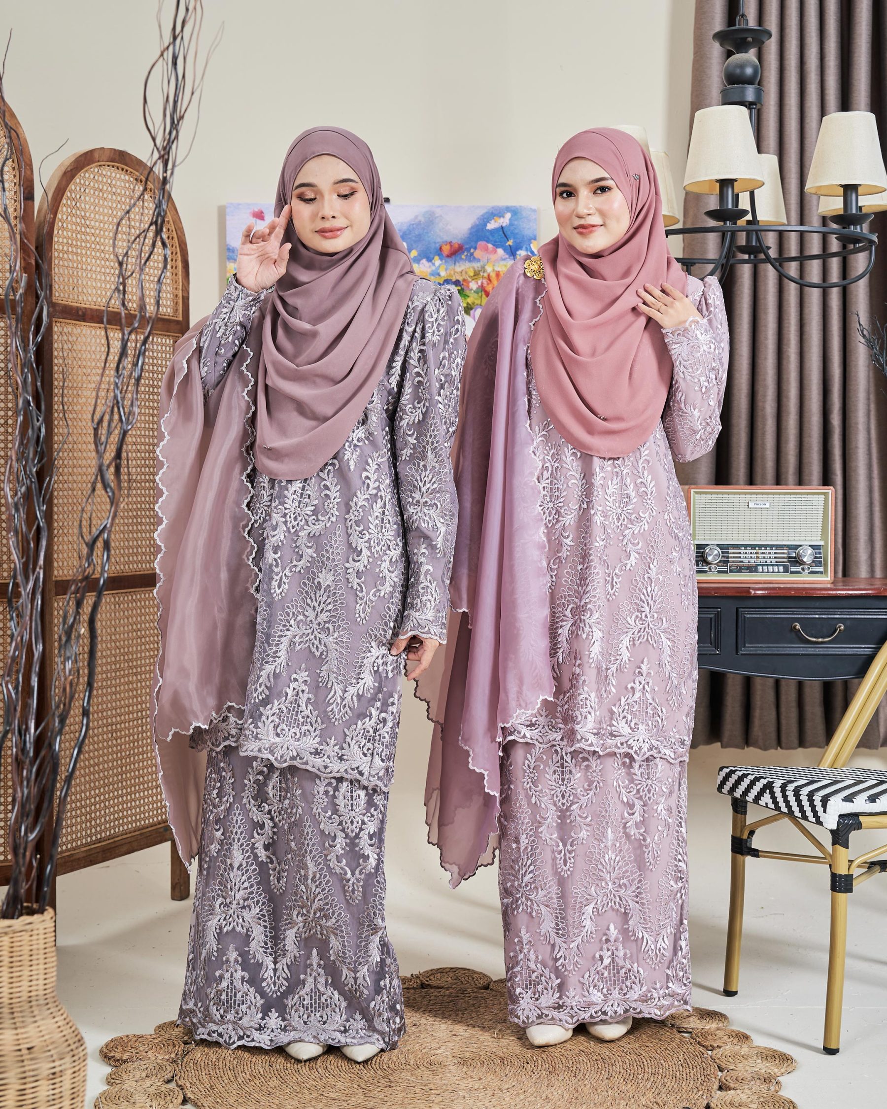 Baju Kurung Lace Ananda - Antique Mauve