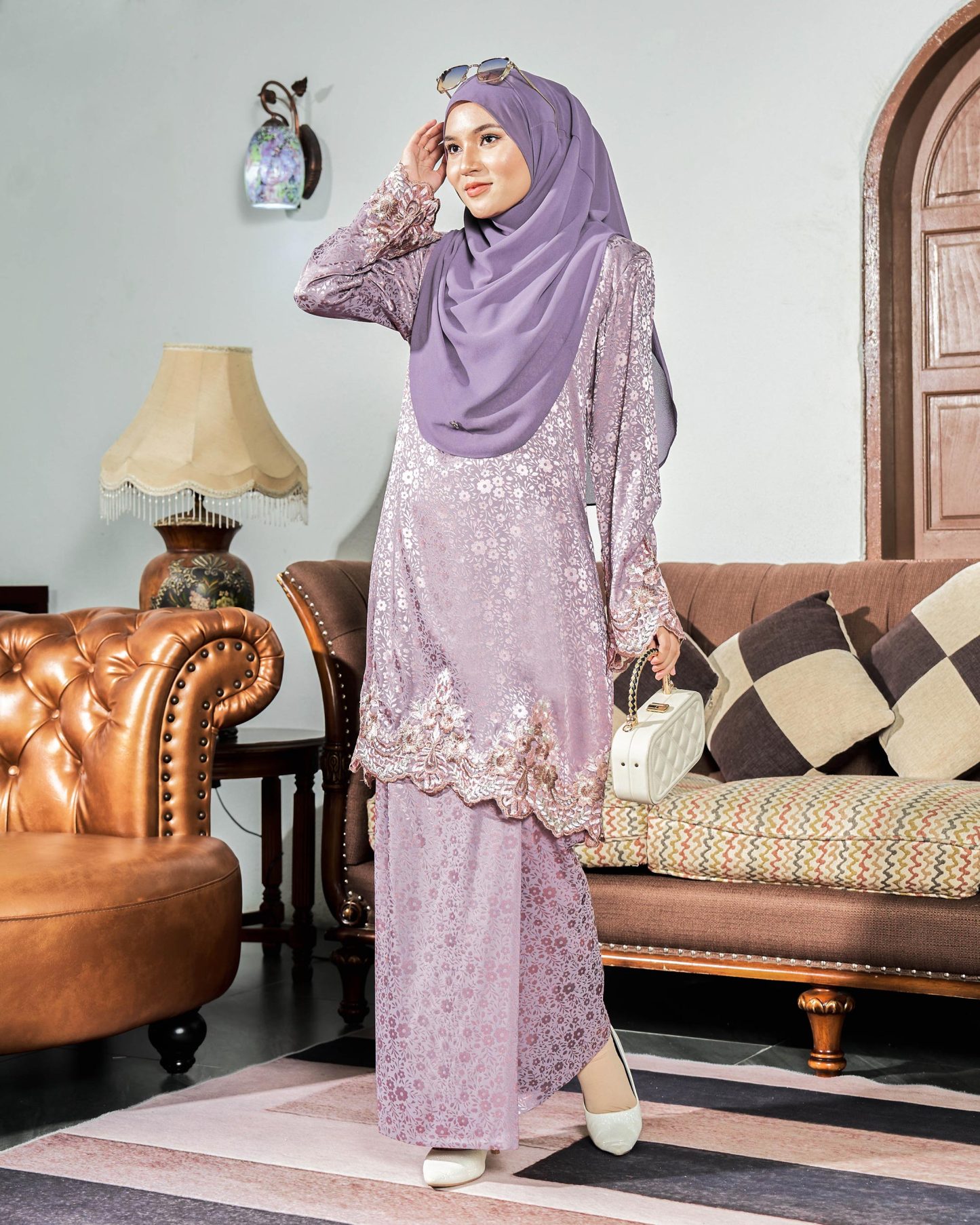Baju Kurung Royal Jacquard Andara - Mauve Purple